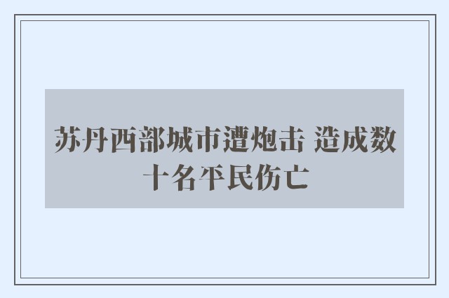 苏丹西部城市遭炮击 造成数十名平民伤亡