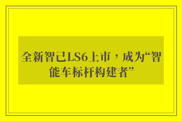 全新智己LS6上市，成为“智能车标杆构建者”