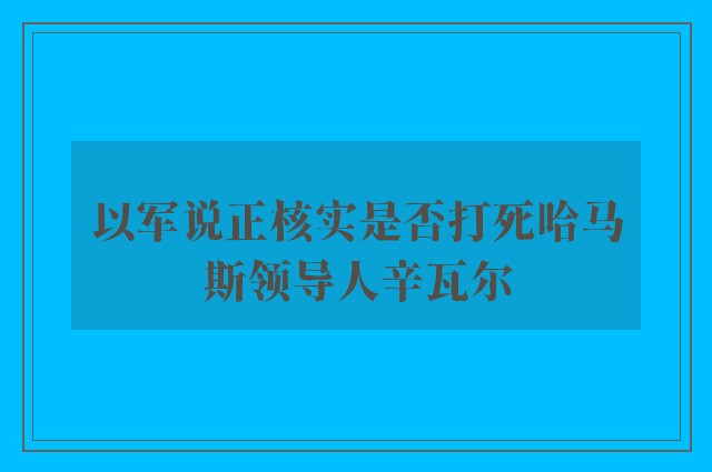 以军说正核实是否打死哈马斯领导人辛瓦尔