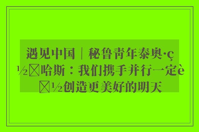 遇见中国｜秘鲁青年泰奥·罗哈斯：我们携手并行一定能创造更美好的明天