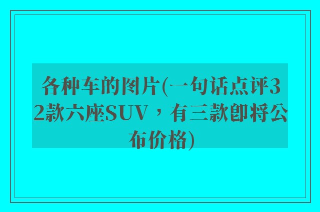 各种车的图片(一句话点评32款六座SUV，有三款即将公布价格)