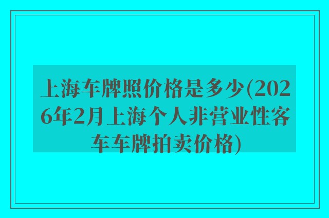 上海车牌照价格是多少(2026年2月上海个人非营业性客车车牌拍卖价格)