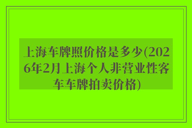 上海车牌照价格是多少(2026年2月上海个人非营业性客车车牌拍卖价格)