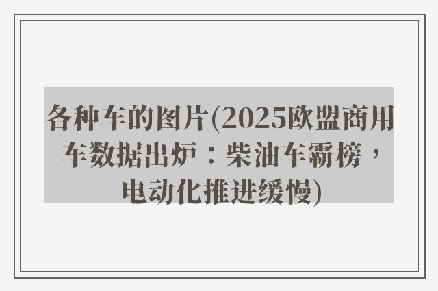 各种车的图片(2025欧盟商用车数据出炉：柴油车霸榜，电动化推进缓慢)