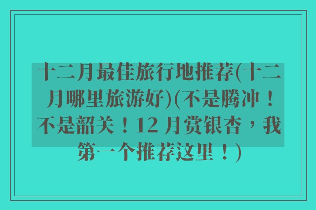 十二月最佳旅行地推荐(十二月哪里旅游好)(不是腾冲！不是韶关！12 月赏银杏，我第一个推荐这里！)