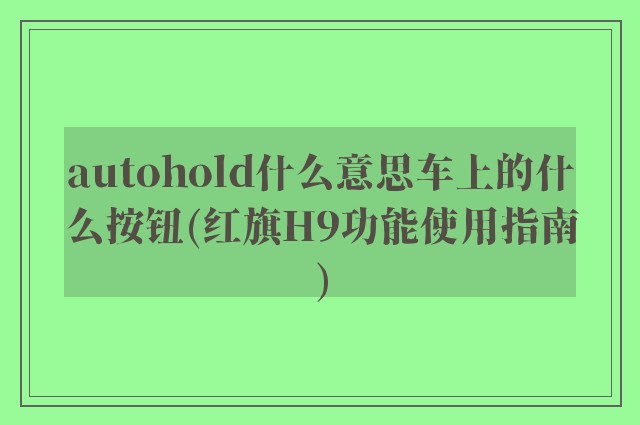 autohold什么意思车上的什么按钮(红旗H9功能使用指南)