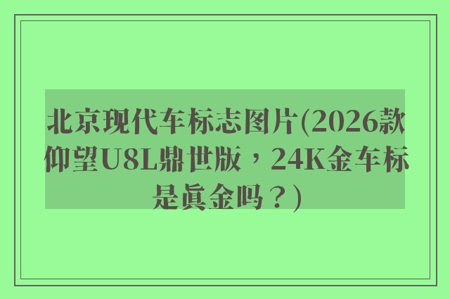 北京现代车标志图片(2026款仰望U8L鼎世版，24K金车标是真金吗？)
