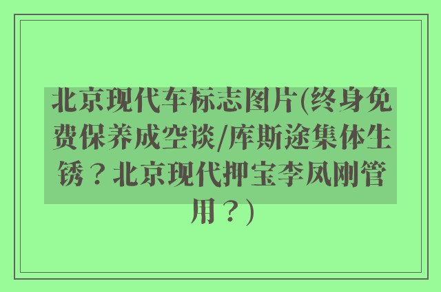 北京现代车标志图片(终身免费保养成空谈/库斯途集体生锈？北京现代押宝李凤刚管用？)