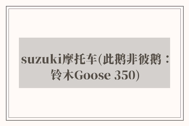 suzuki摩托车(此鹅非彼鹅：铃木Goose 350)