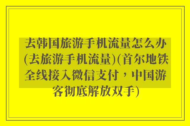 去韩国旅游手机流量怎么办(去旅游手机流量)(首尔地铁全线接入微信支付，中国游客彻底解放双手)