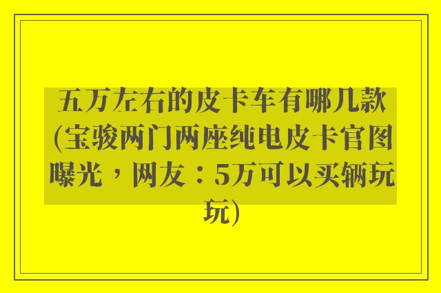 五万左右的皮卡车有哪几款(宝骏两门两座纯电皮卡官图曝光，网友：5万可以买辆玩玩)