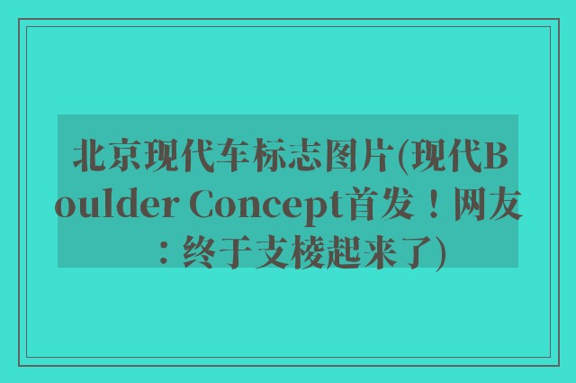 北京现代车标志图片(现代Boulder Concept首发！网友：终于支棱起来了)