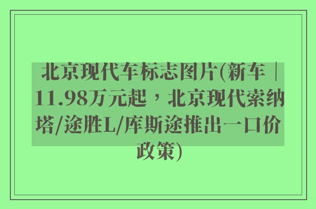 北京现代车标志图片(新车｜11.98万元起，北京现代索纳塔/途胜L/库斯途推出一口价政策)
